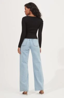 Cortana Cinched Front Cutout Sweater 18 Cortana Cinched Front Cutout Sweater -Astr The Label Shop ACT16993 BLACK 5