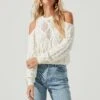 Mar Vista Cold Shoulder Cutout Cable Knit Sweater -Astr The Label Shop ACT16998 CREAM 3