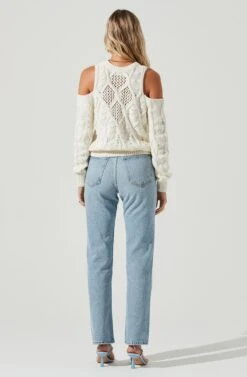 Mar Vista Cold Shoulder Cutout Cable Knit Sweater -Astr The Label Shop ACT16998 CREAM 4