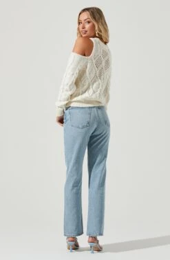 Mar Vista Cold Shoulder Cutout Cable Knit Sweater -Astr The Label Shop ACT16998 CREAM 5