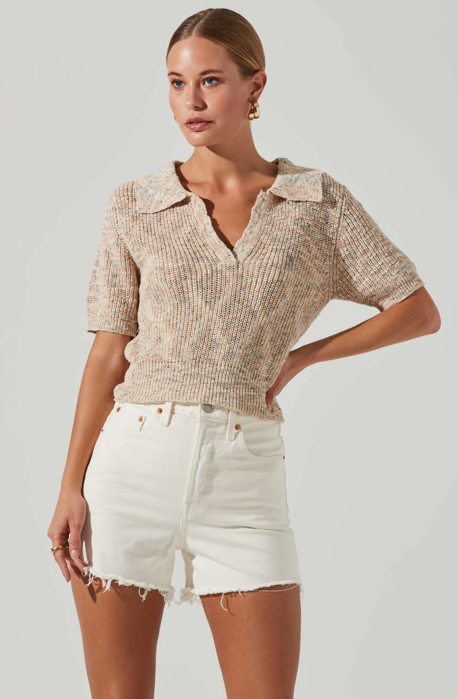 Cambria Collared Short Sleeve Knit Sweater 3 Cambria Collared Short Sleeve Knit Sweater