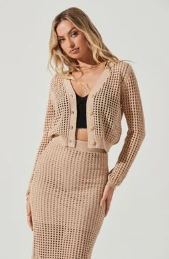 Halsey Crochet Button Front Cardigan 11 Halsey Crochet Button Front Cardigan -Astr The Label Shop ACT17010 NATURAL 3