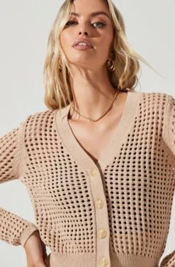 Halsey Crochet Button Front Cardigan 10 Halsey Crochet Button Front Cardigan -Astr The Label Shop ACT17010 NATURAL 6