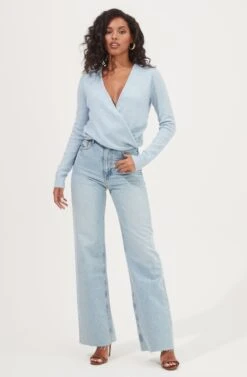 Chatsworth Wrap Front Sweater -Astr The Label Shop ACT17011 BLUE 1