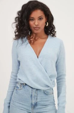 Chatsworth Wrap Front Sweater -Astr The Label Shop ACT17011 BLUE 3