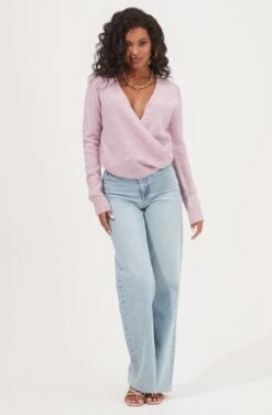 Chatsworth Wrap Front Sweater -Astr The Label Shop ACT17011 LILAC 1