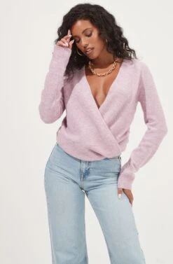 Chatsworth Wrap Front Sweater -Astr The Label Shop ACT17011 LILAC 3