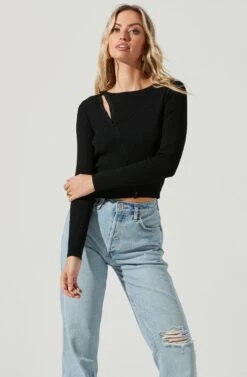 Palomar Asymmetrical Cutout Shoulder Sweater
