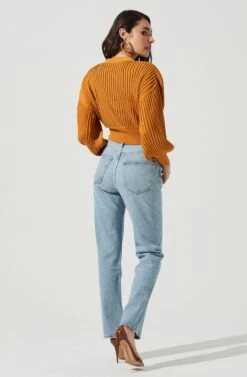 Zuri Button Front Cropped Cardigan -Astr The Label Shop ACT17091 MUSTARD 3
