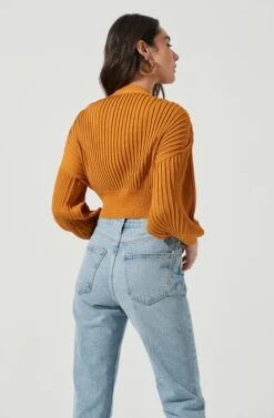 Zuri Button Front Cropped Cardigan -Astr The Label Shop ACT17091 MUSTARD 4