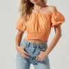 Aldrin Halter Neck Off Shoulder Puff Sleeve Top 2 Aldrin Halter Neck Off Shoulder Puff Sleeve Top -Astr The Label Shop ACT17126 MELON 1689