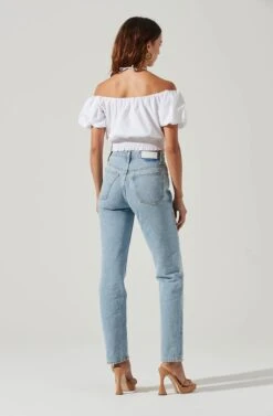 Aldrin Halter Neck Off Shoulder Puff Sleeve Top -Astr The Label Shop ACT17126 WHITE 3