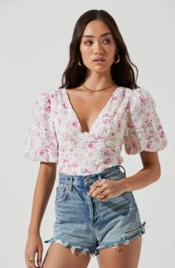 Beaumont Floral Puff Sleeve Top 10 Beaumont Floral Puff Sleeve Top -Astr The Label Shop ACT17159 WHITEPINKMULTIFLORAL 1704