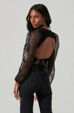 Audrina Chiffon Sleeve Sweater -Astr The Label Shop ACT17163L BLACK 4