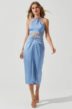 Astr The Label Shop 32 Robin Tie Waist Cutout Midi Skirt