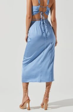 Robin Tie Waist Cutout Midi Skirt -Astr The Label Shop ACT17181 BLUE 0825