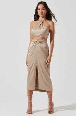 Robin Tie Waist Cutout Midi Skirt -Astr The Label Shop ACT17181 KHAKI 1930 d8f19258 efc0 4a84 9a87 2229f336dead