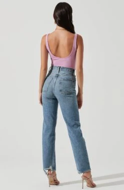 Highgrove Ruched Front Cutout Bodysuit -Astr The Label Shop ACT17183 PINK 1199