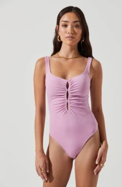 Highgrove Ruched Front Cutout Bodysuit -Astr The Label Shop ACT17183 PINK 1206