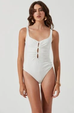 Highgrove Ruched Front Cutout Bodysuit -Astr The Label Shop ACT17183 WHITE 1512