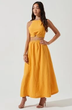 Divine Tie Waist Maxi Skirt -Astr The Label Shop ACT17191 MARIGOLD 0263