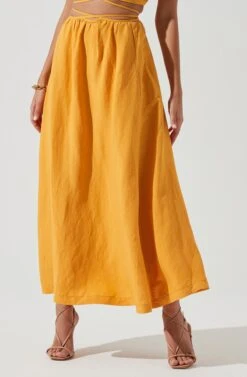 Divine Tie Waist Maxi Skirt -Astr The Label Shop ACT17191 MARIGOLD 0269