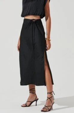 Riva Tie Waist Midi Skirt -Astr The Label Shop ACT17218 BLACK 1140
