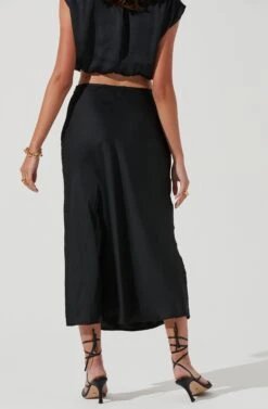 Riva Tie Waist Midi Skirt -Astr The Label Shop ACT17218 BLACK 1154