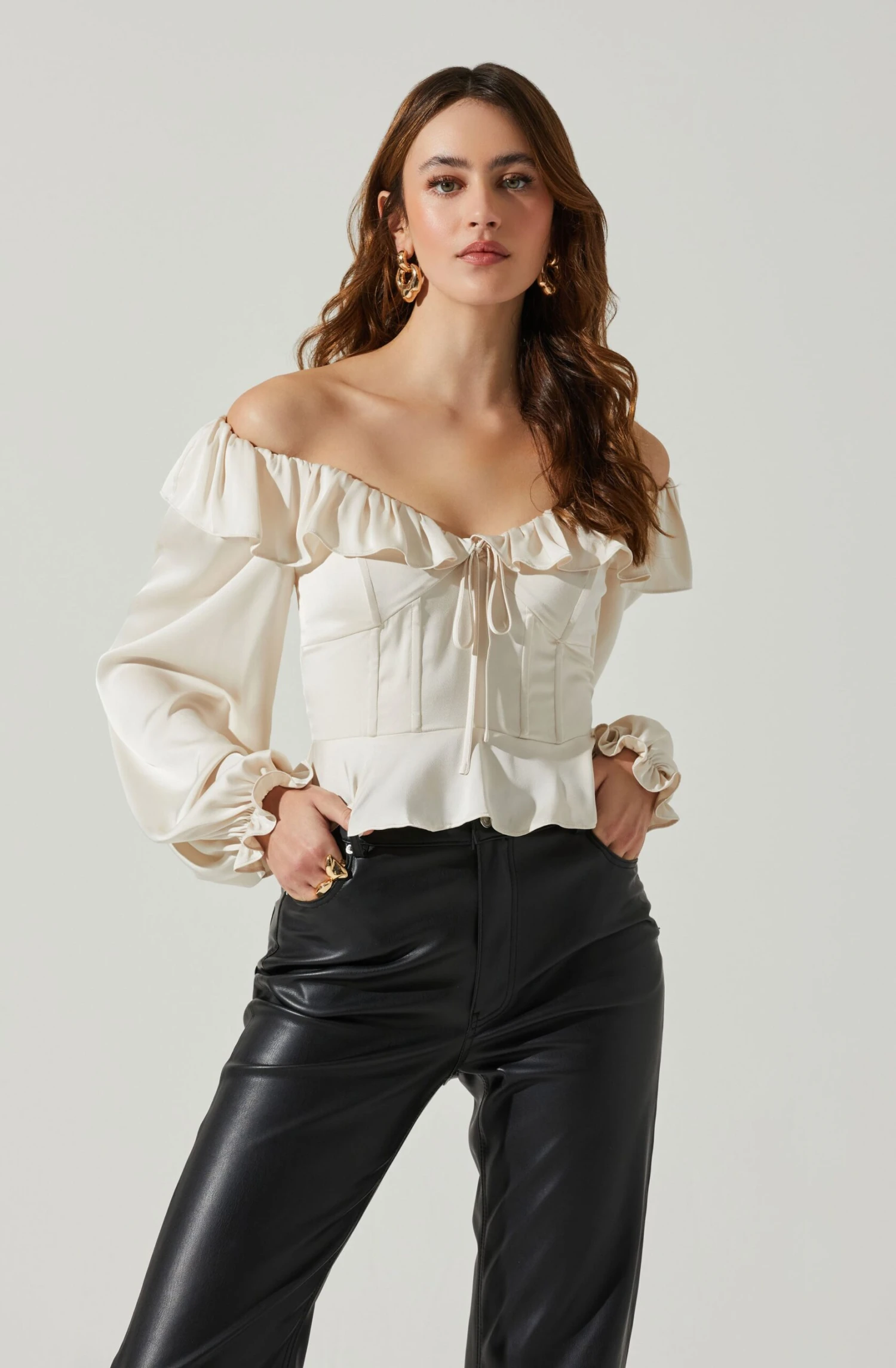 Malia Off Shoulder Satin Top 3 Malia Off Shoulder Satin Top