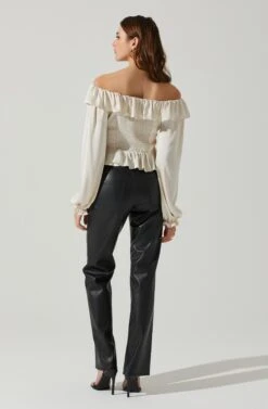 Malia Off Shoulder Satin Top 12 Malia Off Shoulder Satin Top -Astr The Label Shop ACT17259LS CHAMPAGNE 6