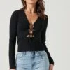 Nella Ribbed Knit Cutout Top -Astr The Label Shop ACT17270 BLACK 0291