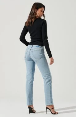 Nella Ribbed Knit Cutout Top -Astr The Label Shop ACT17270 BLACK 0299