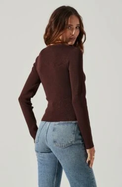 Nella Ribbed Knit Cutout Top -Astr The Label Shop ACT17270 CHOCOLATE 6 1