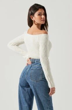 Mallory Cropped Off Shoulder Sweater -Astr The Label Shop ACT17271 CREAM 1126