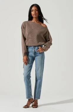 Brooklyn Off Shoulder Sweater 21 Brooklyn Off Shoulder Sweater -Astr The Label Shop ACT17273 DARKTAUPE 0382