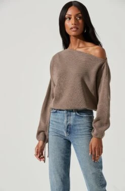 Brooklyn Off Shoulder Sweater 22 Brooklyn Off Shoulder Sweater -Astr The Label Shop ACT17273 DARKTAUPE 0384