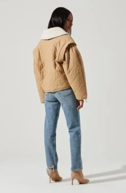 Nadine Quilted Faux Shearling Jacket -Astr The Label Shop ACT17275 KHAKI 0185 91274b9f 058f 479a 9d44 8bc461fe17d1