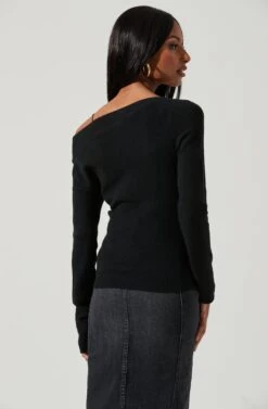 Addison Twist Front Sweater -Astr The Label Shop ACT17278 BLACK 0730