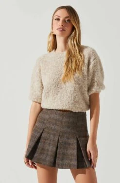 Colette Short Sleeve Sweater -Astr The Label Shop ACT17283B OATMEAL 3