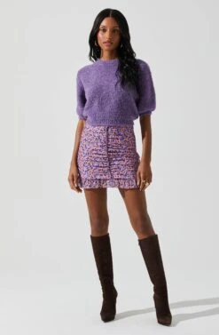 Colette Short Sleeve Sweater -Astr The Label Shop ACT17283B PURPLE 1