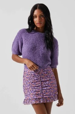 Colette Short Sleeve Sweater -Astr The Label Shop ACT17283B PURPLE 4