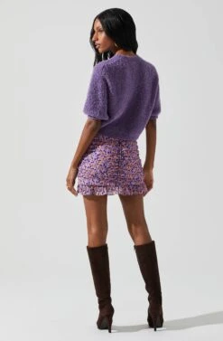 Colette Short Sleeve Sweater -Astr The Label Shop ACT17283B PURPLE 5