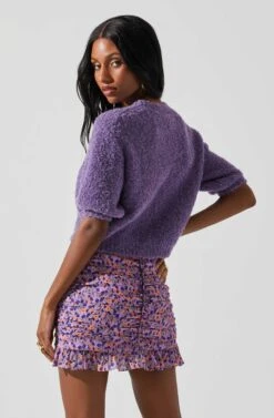 Colette Short Sleeve Sweater -Astr The Label Shop ACT17283B PURPLE 6