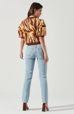 Colette Animal Print Puff Sleeve Sweater -Astr The Label Shop ACT17283 BROWN MUSTARDANIMAL 0937