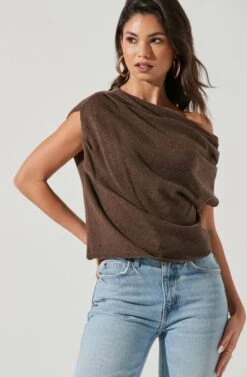Devin Sleeveless One Shoulder Sweater -Astr The Label Shop ACT17285 BROWN 0069 a8b34f9f 68e8 45e0 93c6 4ff9dad12da8