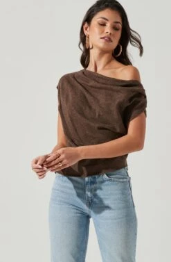 Devin Sleeveless One Shoulder Sweater -Astr The Label Shop ACT17285 BROWN 0071 1d1cb1be 2723 4995 a918 e4a54deeba84