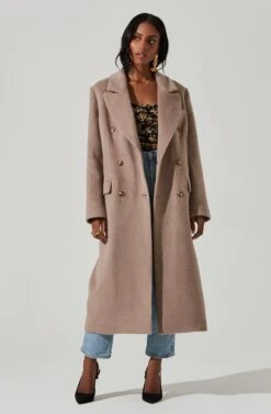 Morana Double Breasted Duster Coat -Astr The Label Shop ACT17315B TAUPE 2
