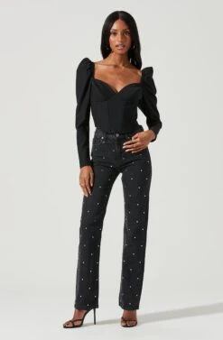 Betty Puff Sleeve Sweetheart Neck Top 11 Betty Puff Sleeve Sweetheart Neck Top -Astr The Label Shop ACT17316 BLACK 1239