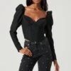 Betty Puff Sleeve Sweetheart Neck Top -Astr The Label Shop ACT17316 BLACK 1244