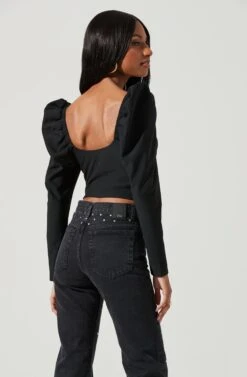 Betty Puff Sleeve Sweetheart Neck Top 13 Betty Puff Sleeve Sweetheart Neck Top -Astr The Label Shop ACT17316 BLACK 1253